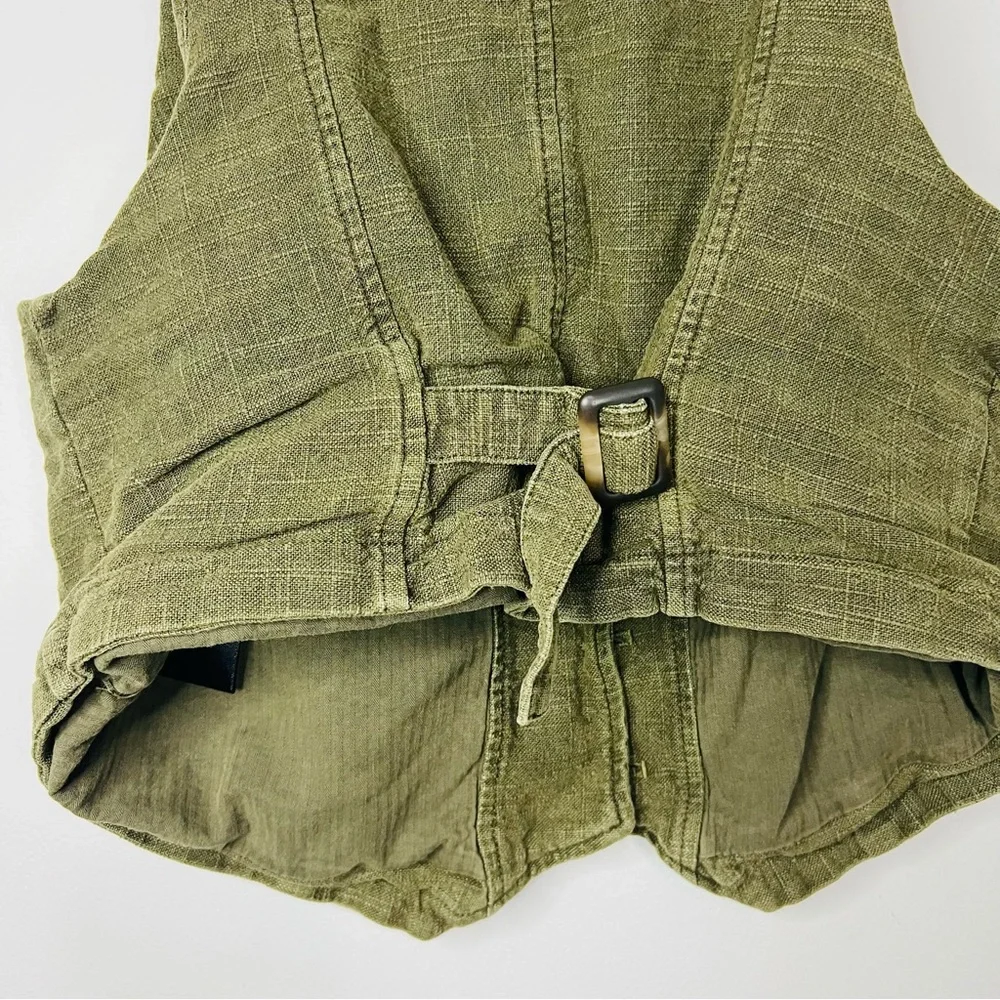 Free People We The Free Green Vest button front size small - Picture 9 of 9